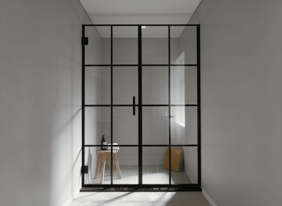 Sliding Glass Paneled Shower Door