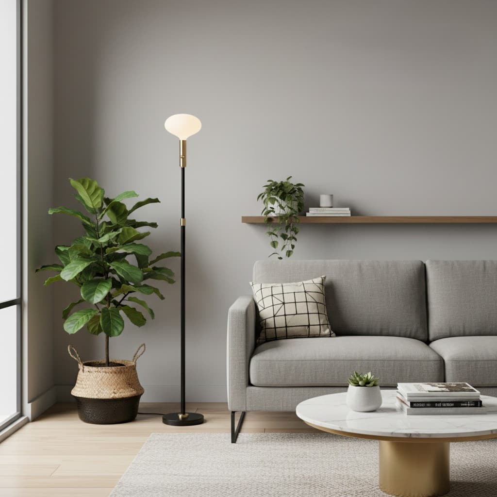 Poise Adjustable Floor Lamp (Black from Brass)